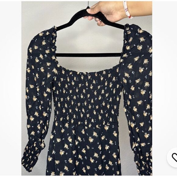 Maje Rithik Smocked Dress Viscose Long Sleeve Mini Bouquet Floral Women’s Sz XS - Picture 3 of 4